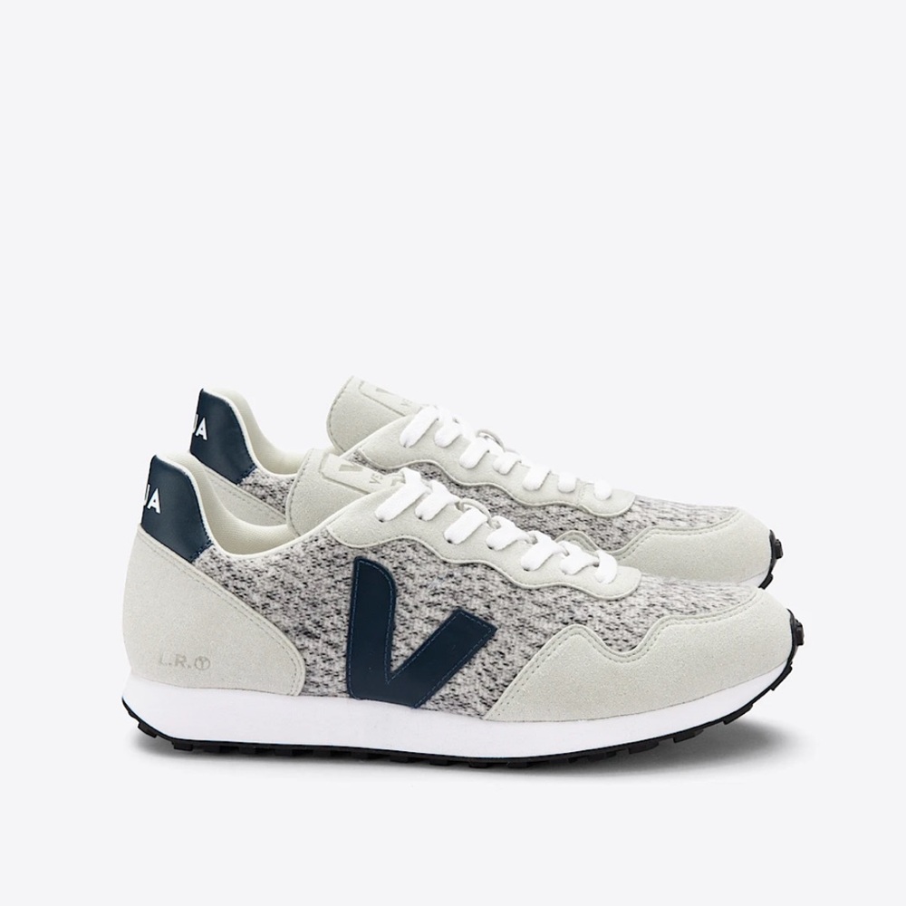 Veja Wool Knit Sneakers in Gray and Navy